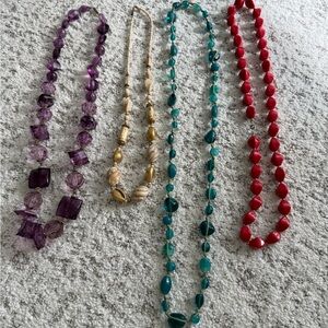 Assorted Women's Beaded Necklaces - Purple, Gold, Teal, Red